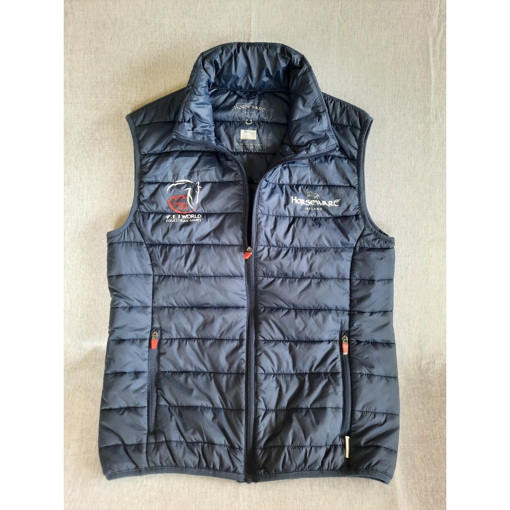 Horseware Men's Small Art Logo Allover Lightweight Down Vest Puffer Jacket Nylon